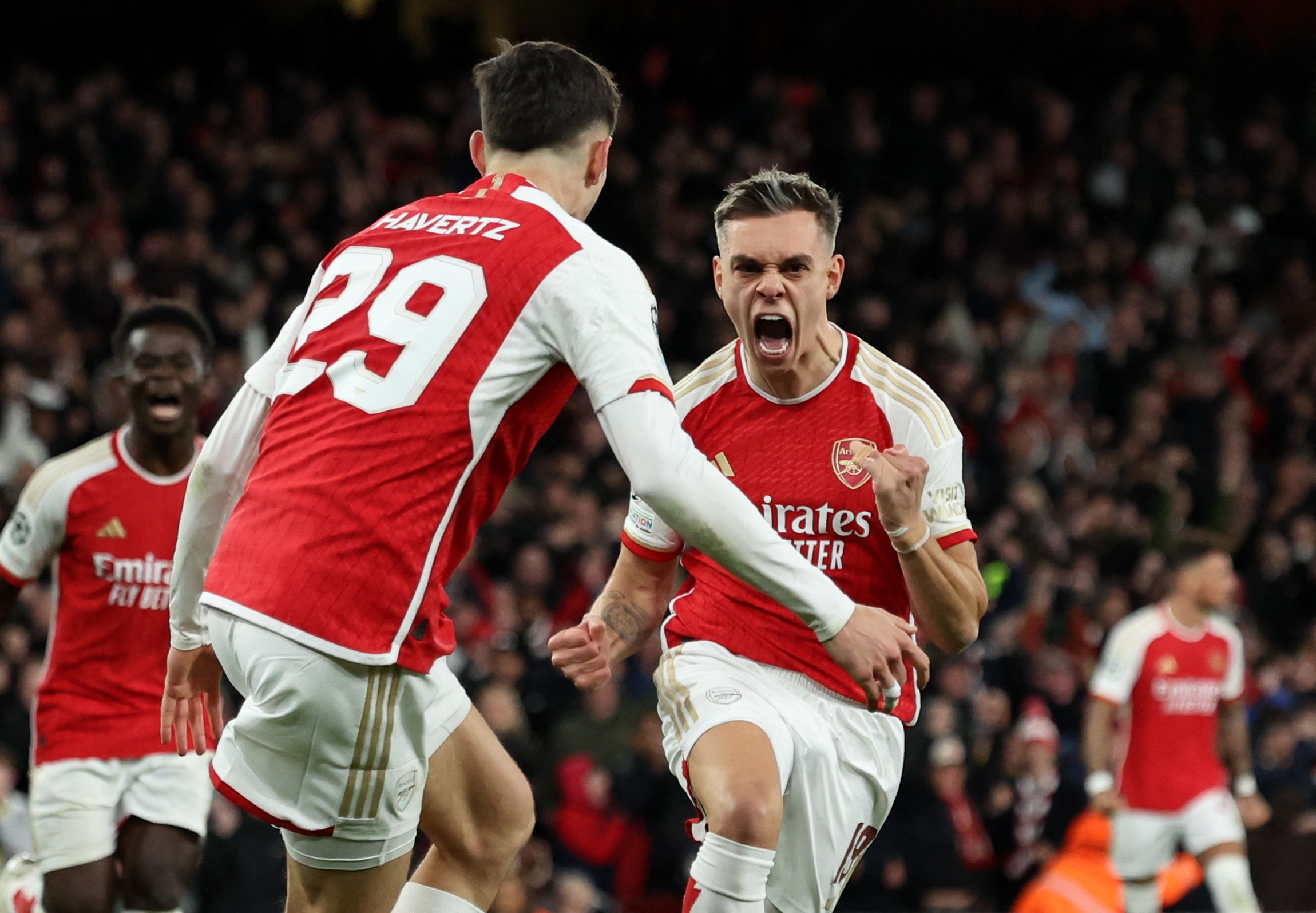 Leandro Trossard celebrates his crucial equaliser