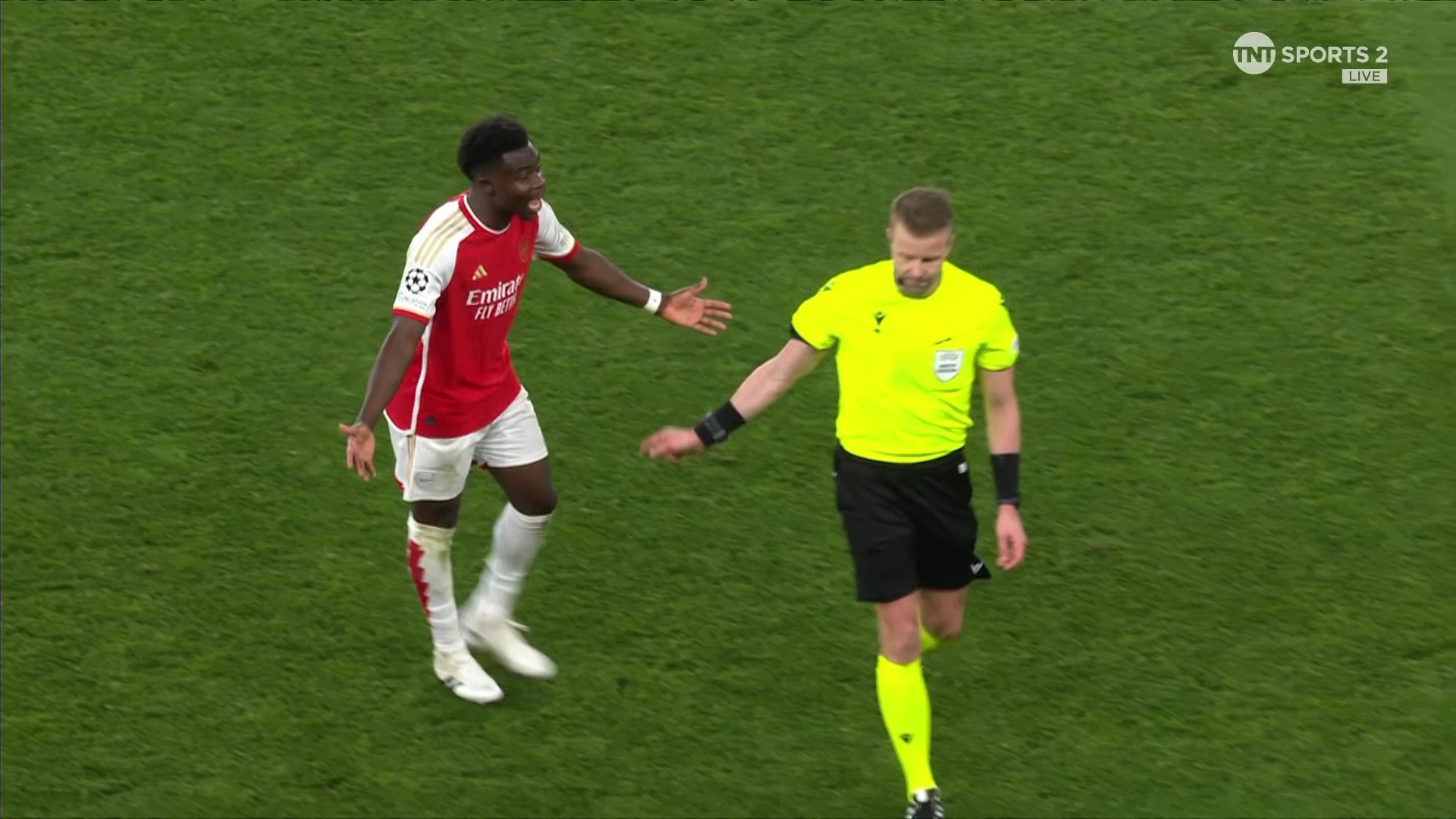 After the game, Saka confronted the referee angrily