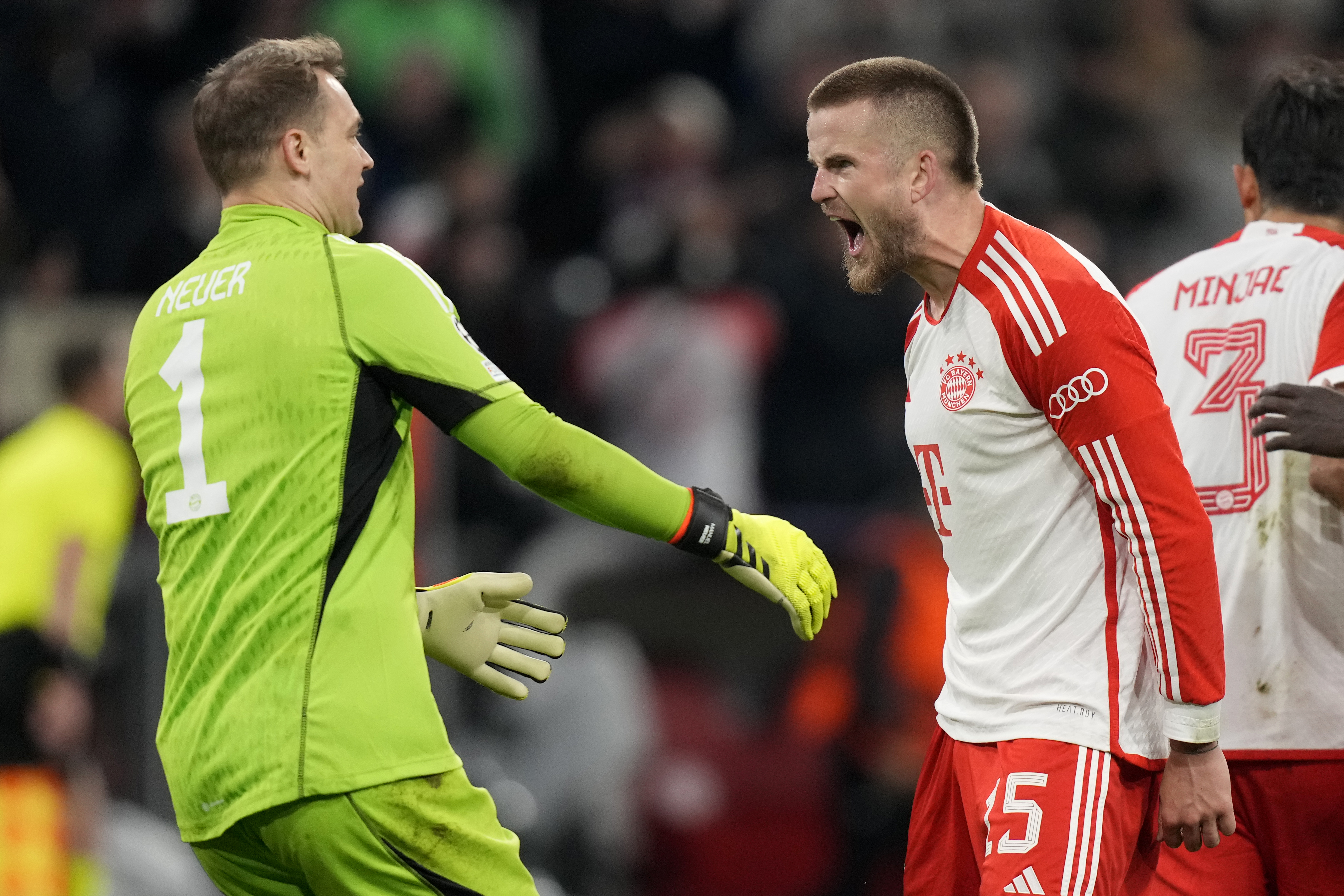 Ex-Spurs star Eric Dier celebrates with Manuel Neuer after the full-time whistle