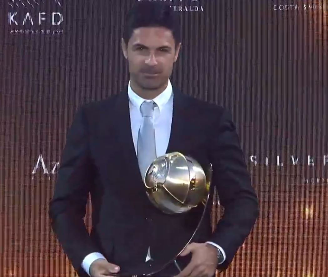 Arteta was named as the 'Best Premier League Coach' at the Globe Soccer Awards