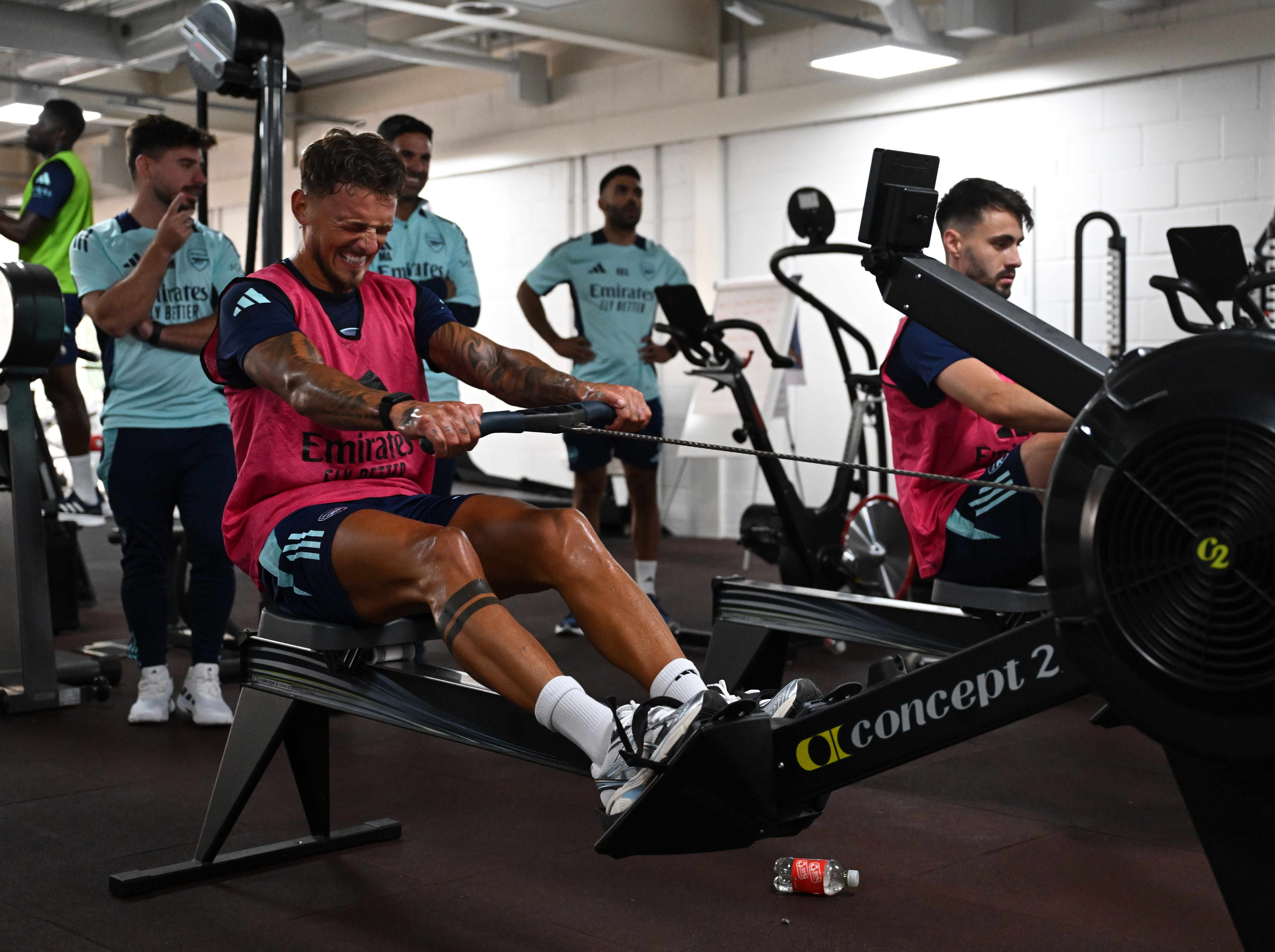 The right-back hit the rowing machine hard too