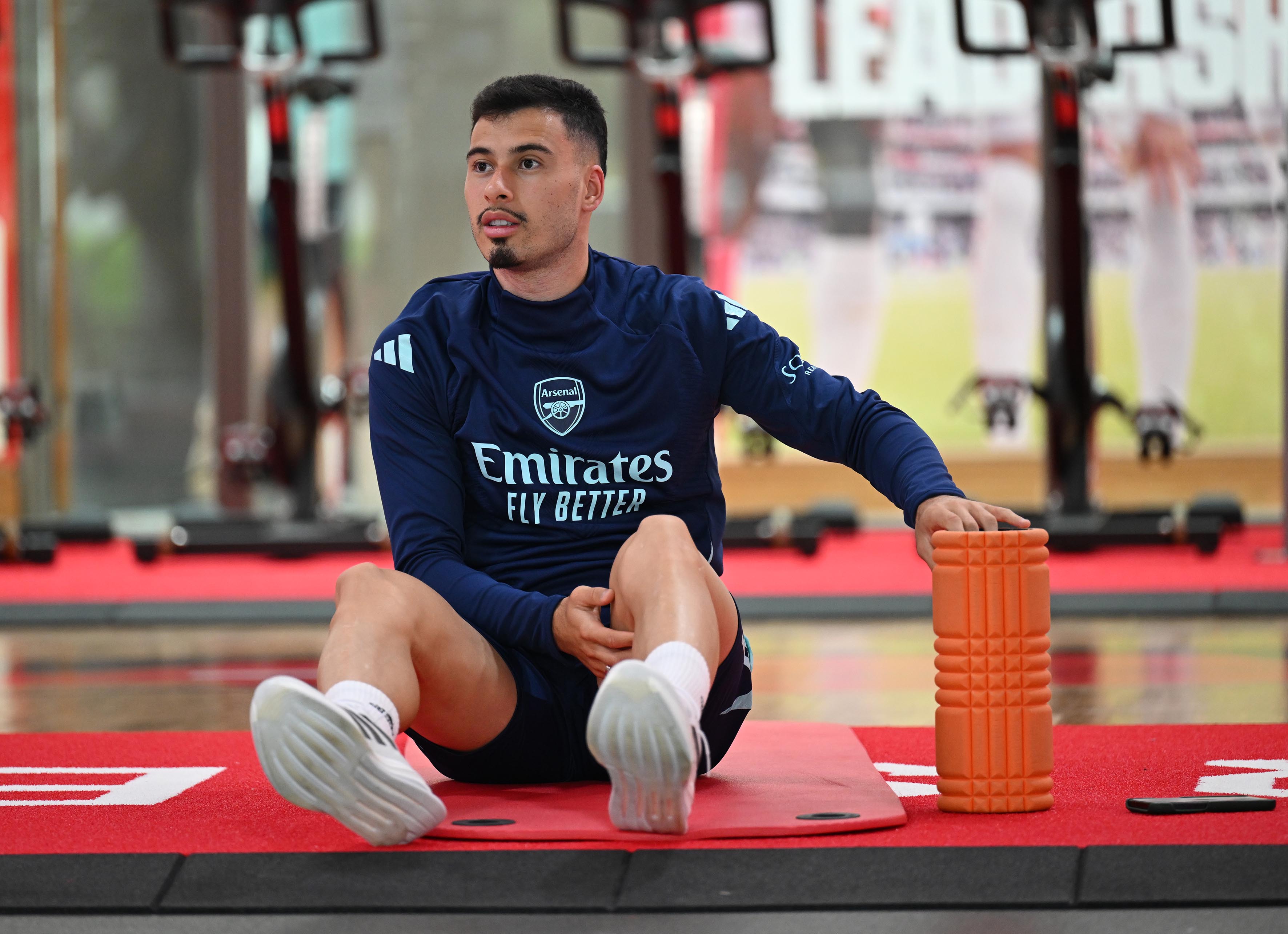 Martinelli putting work in the gym.

