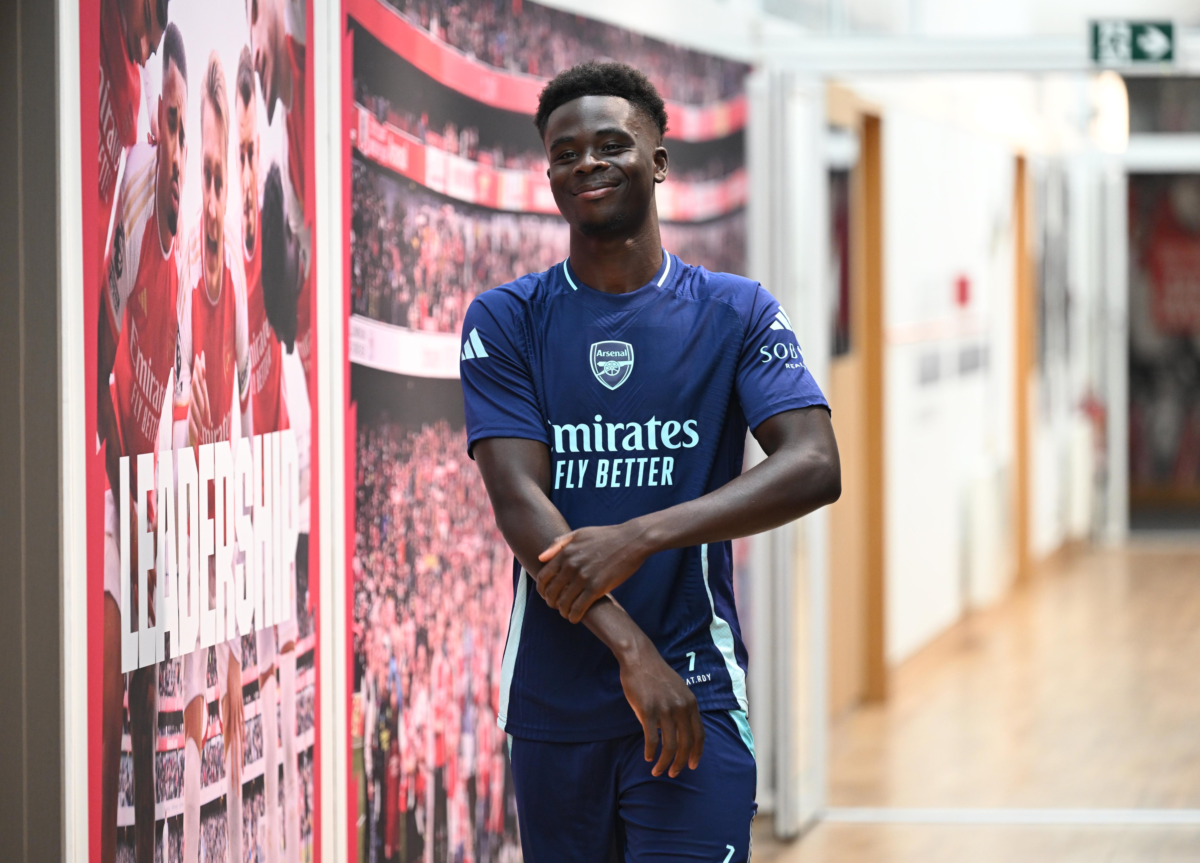 Bukayo Saka back in training at the Sobha Realty Training Centre.