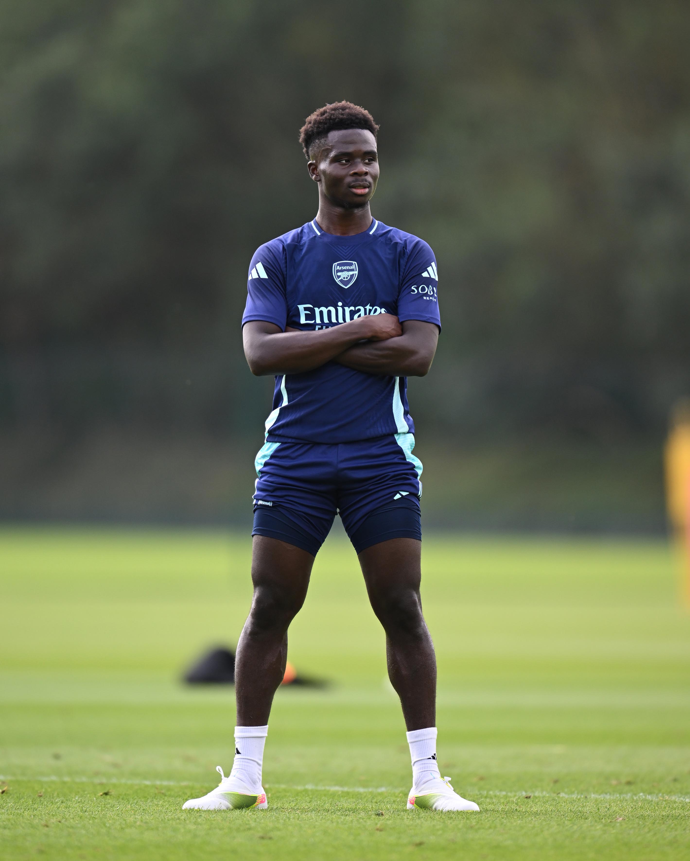 Bukayo Saka training with Arsenal