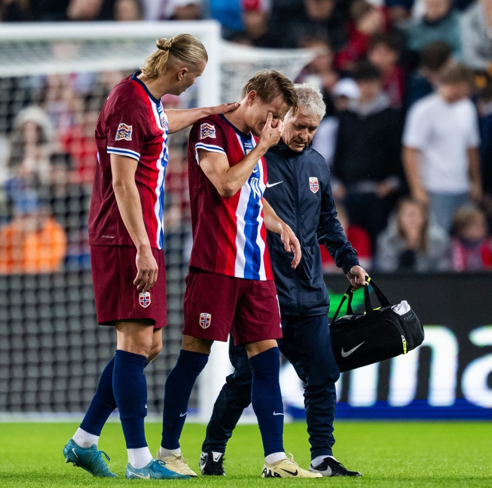 Odegaard hobbled off with a classy touch from his team-mate Erling Haaland