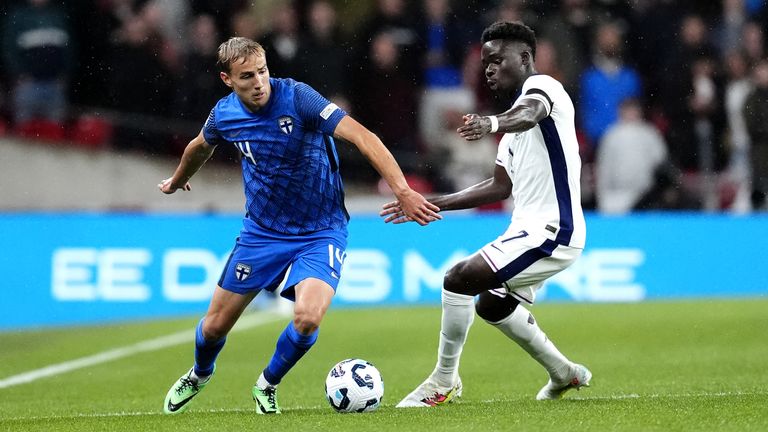 Bukayo Saka against Finland.