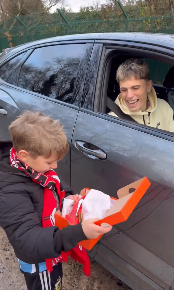 Garnacho left the youngster in tears of joy after he handed him the boots he wore to score the goal and signed them