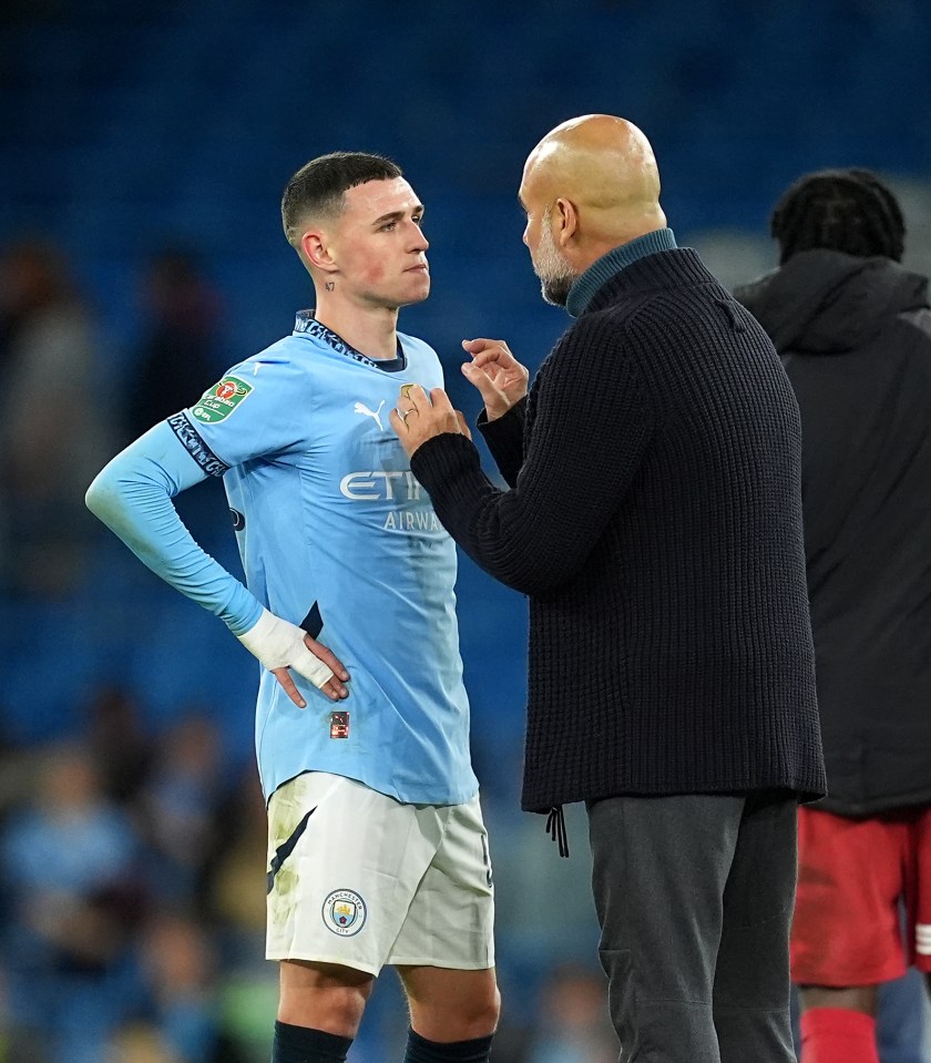 Pep Guardiola gave Phil Foden an on-field coaching session after Manchester City's win